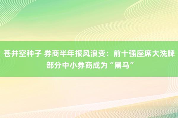 苍井空种子 券商半年报风浪变：前十强座席大洗牌 部分中小券商成为“黑马”