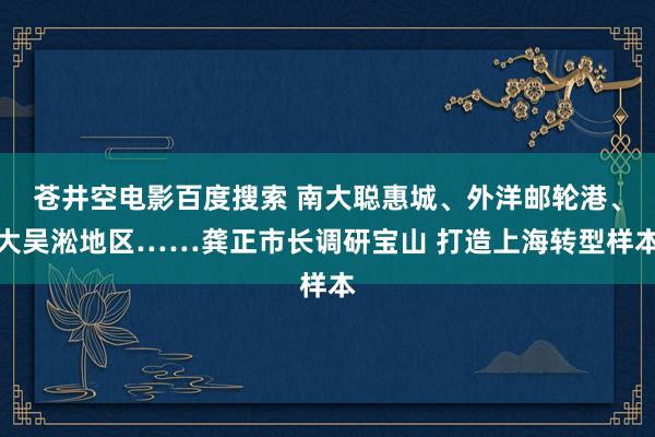 苍井空电影百度搜索 南大聪惠城、外洋邮轮港、大吴淞地区……龚正市长调研宝山 打造上海转型样本