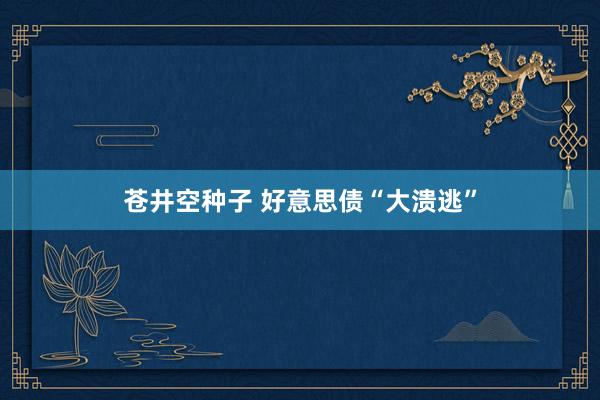 苍井空种子 好意思债“大溃逃”